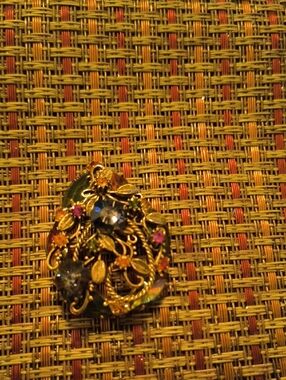 Gold-Tone Floral Crystal Brooch with Multicolor Stones